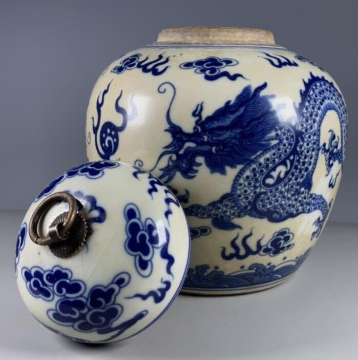 中国骨董　古美術　清朝青花草無花果紋　壷 中国骨董 古美術 清朝青花草無花果紋 壷
